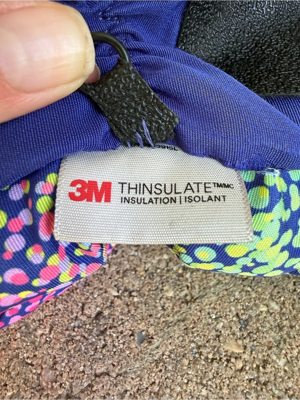 3M Thinsulate Kids Navy Mittens Pink Green Dot Print